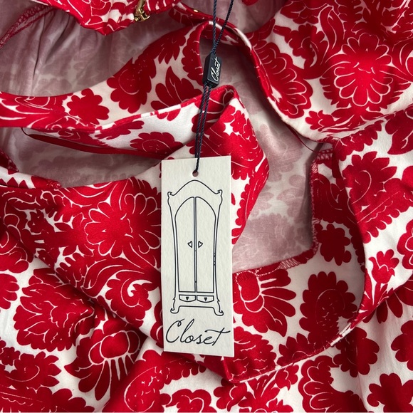 Nwt Closet dress red and white floral, size 4 (8 uk) - Picture 6 of 8